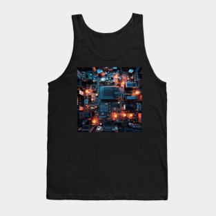 Cyber Circuit Cityscape Tank Top